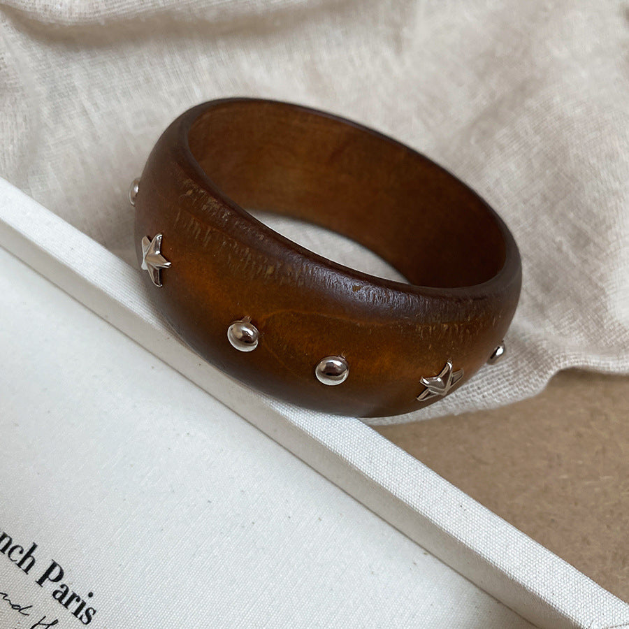 Amber Bracelet Résine Large Bord Irrégulier Tan
