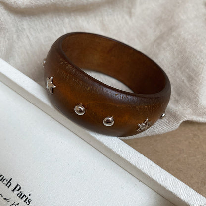 Amber Bracelet Résine Large Bord Irrégulier Tan