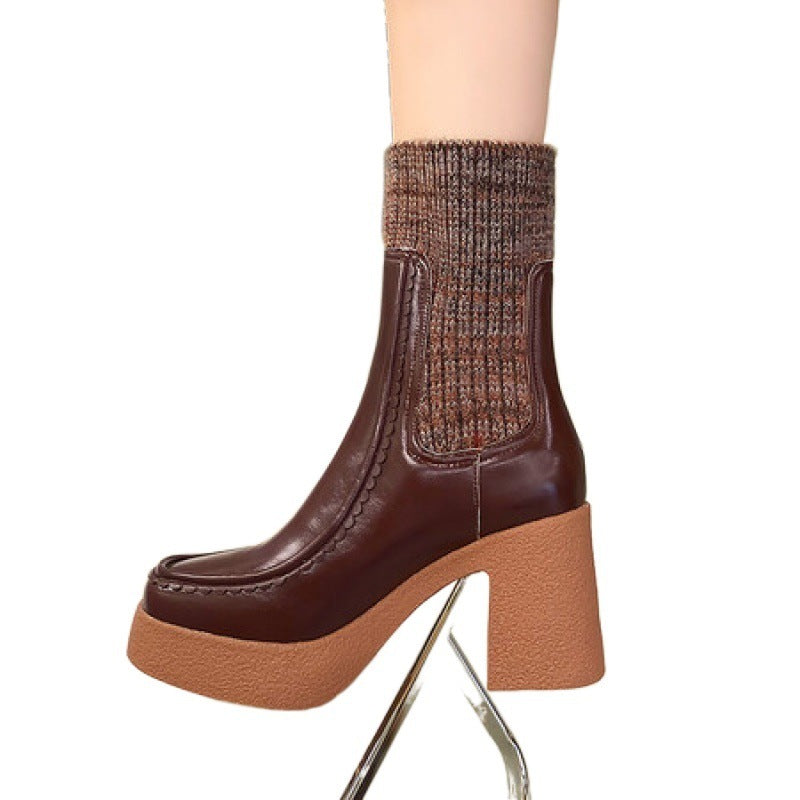 👢Amah – Bottines à Semelle Compensée Femme