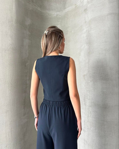 Fashion Casual Summer Women's Sleeveless Vest Lace-up Trousers Two-piece Set