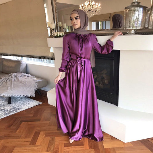Robe Longue Femme Modeste – Style Moyen-Orient, Coupe Évasée Élégante