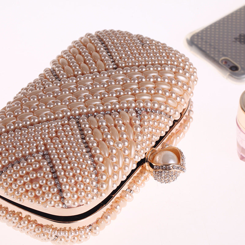 Pochette Carrée Perles Soirée Femme