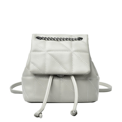 Soft Leather Small Fragrant Style Simple One-shoulder Portable Double-shoulder Small Backpack