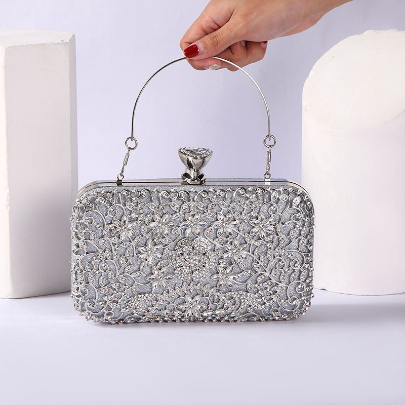 Pochette Banquet Strass Cuir PU Femme