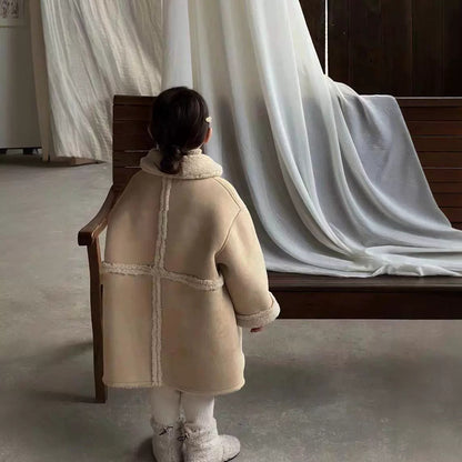 🌸 Nayéma – Manteau Douillet Fille en Laine d’Agneau