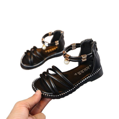 Girls' Sandals, Western Style, Children's Roman Shoes, Soft Soles, Net Red Princesses, Little Girls, Baby Sandals