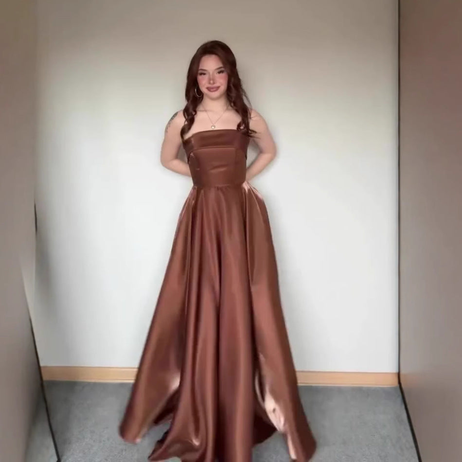 Tube Top Lace-up Waist-controlled Elegant Evening Dress
