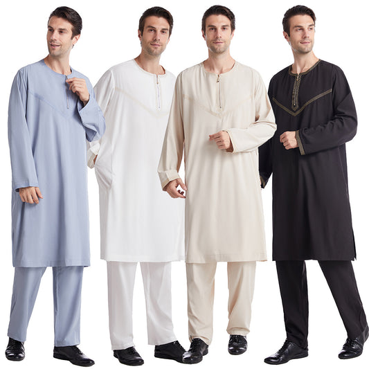 Taye – Ensemble Robe et Pantalon Homme Polyester Brodé