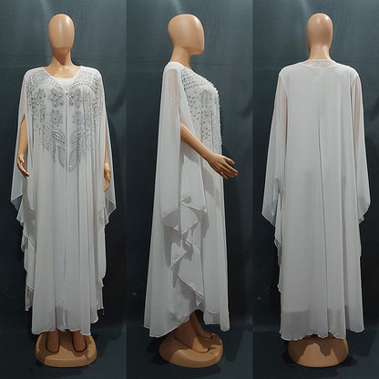🌺 Nouriya – Robe Longue Fleurie à Strass & Dentelle 💎🌸