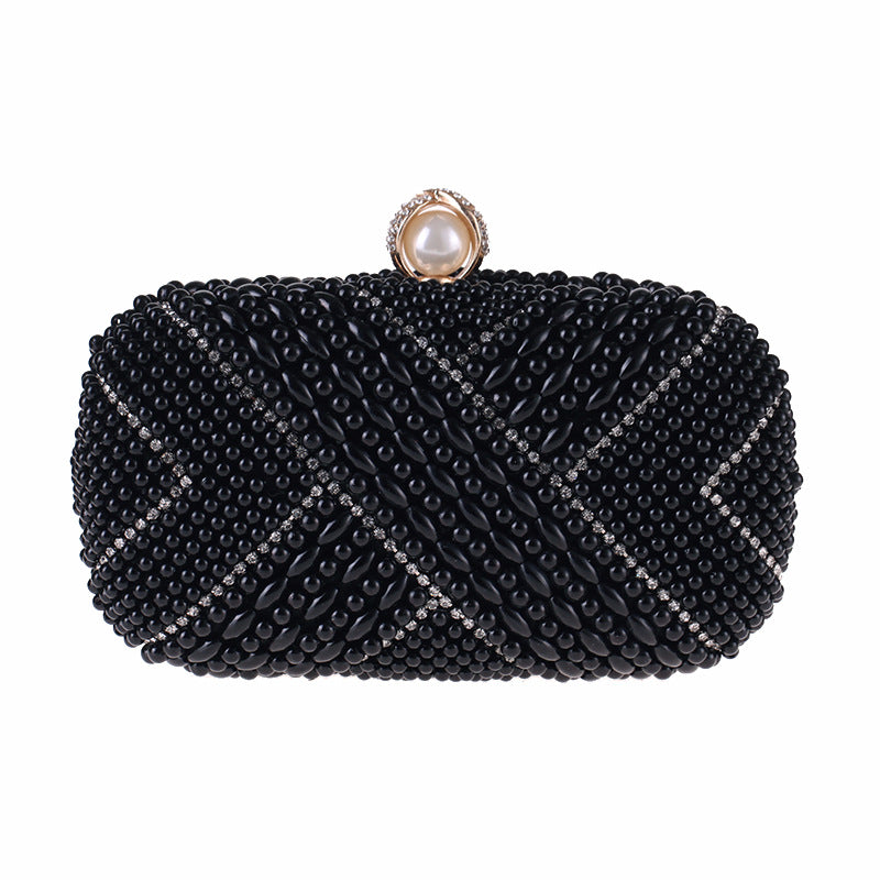 Pochette Carrée Perles Soirée Femme