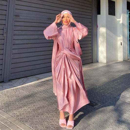 🌙 SALMA – Ensemble Modeste Élégance Satinée pour Femmes Musulmanes ✨