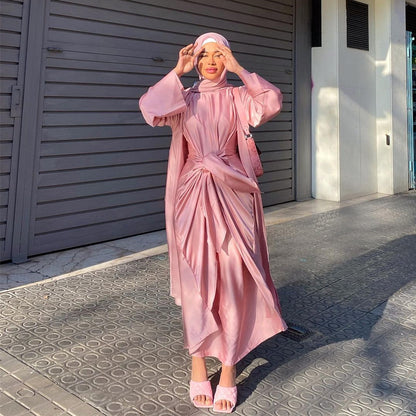 🌙 SALMA – Ensemble Modeste Élégance Satinée pour Femmes Musulmanes ✨