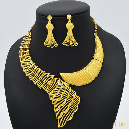 Ensemble Collier & Boucles d’Oreilles – Plaqué Or 24K