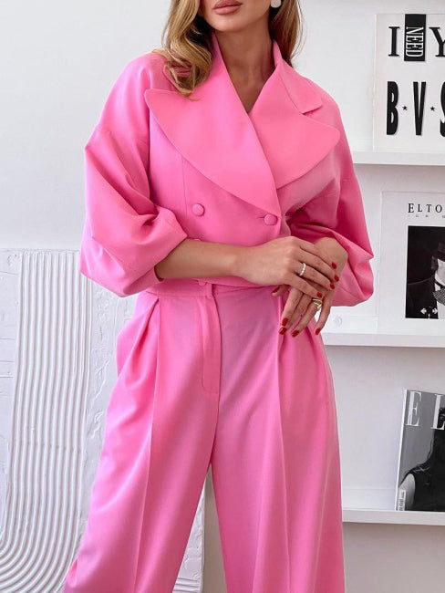 Ensemble Veste Courte Colé Pantalon Taille Haute Femme
