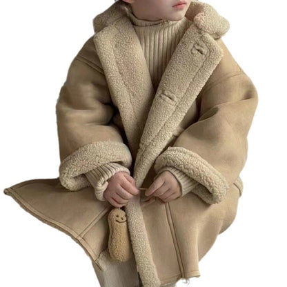 🌸 Nayéma – Manteau Douillet Fille en Laine d’Agneau