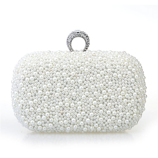 Sac De Soirée Perles Strass Beige Femme