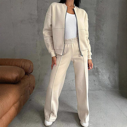 Ensemble de Sport Femme – Veste Zippée et Pantalon Large | Deux Pièces Tendance