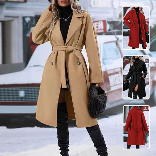 🧥 Adash – Trench long ceinturé à double boutonnage