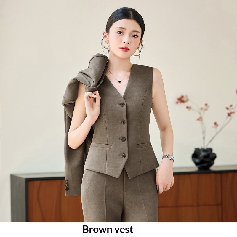 Tailleur Bureau Gilet Pantalon Court