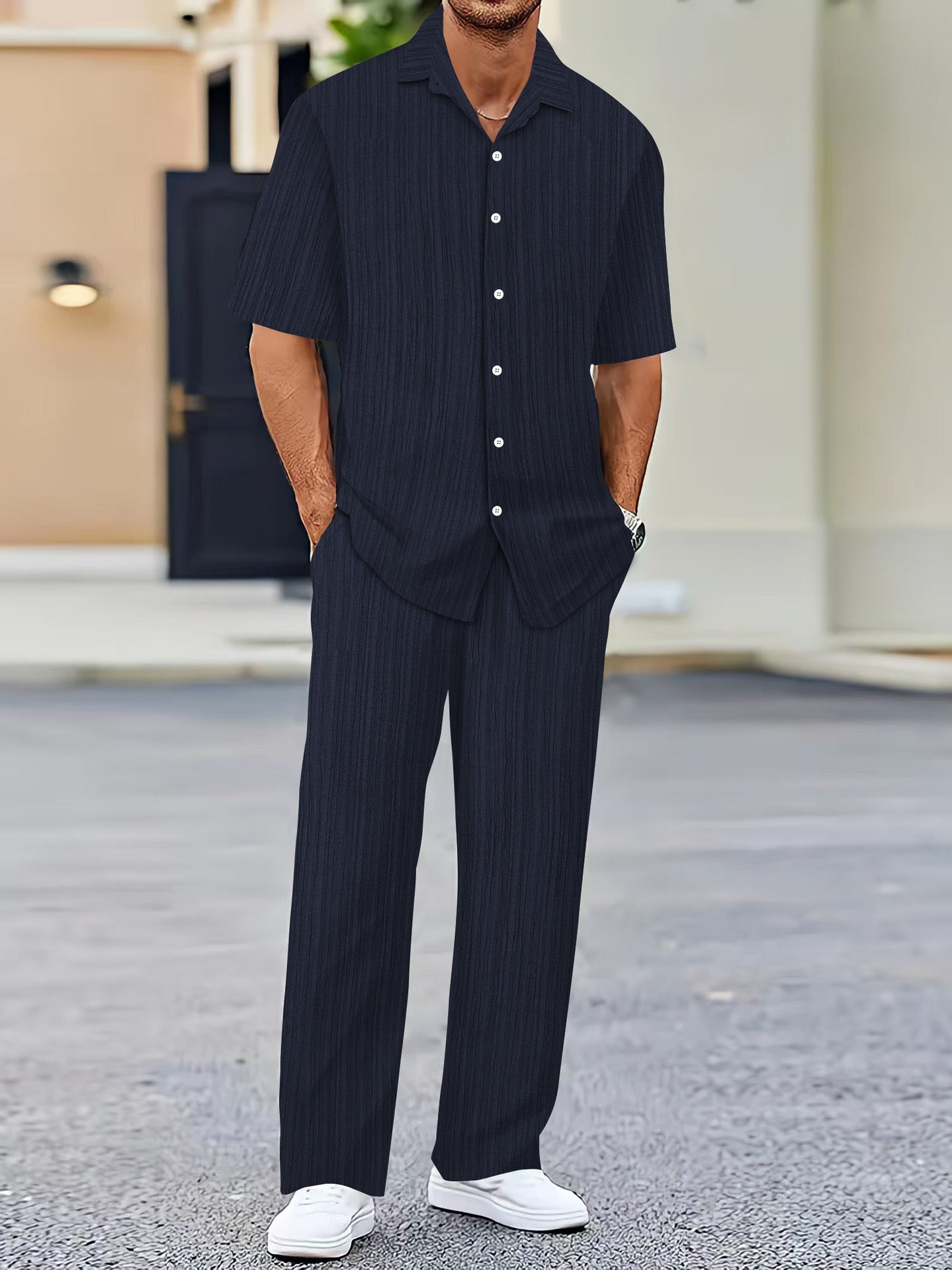 Ensemble Pantalon Chemise Homme Uni