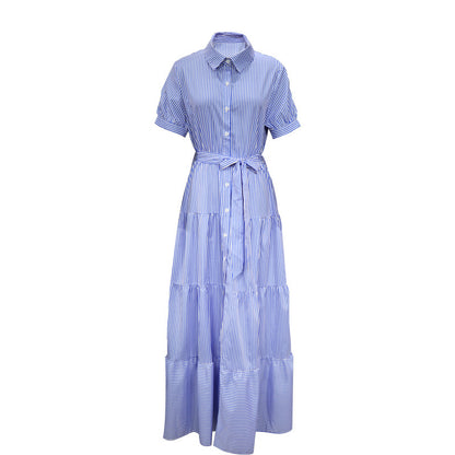 StriMode  Robe Chemise Mi-Longue Rayée