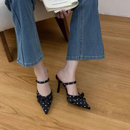 Mules Satin Pois Nœud
