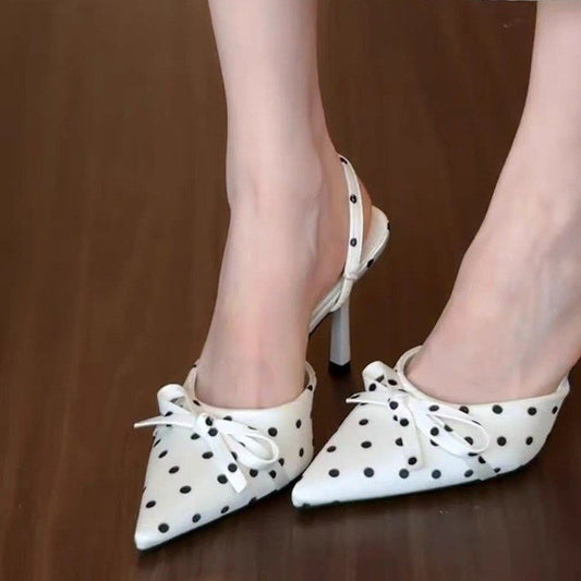 Mules Satin Pois Nœud