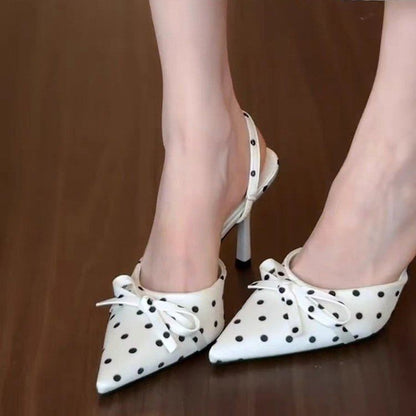 Mules Satin Pois Nœud