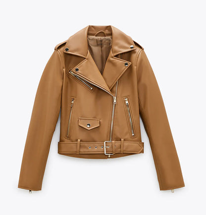 🖤 Nayma – Veste Biker en Similicuir pour Femme