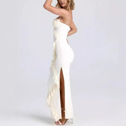GlamSlip  Robe Fendue à Volants