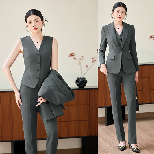 Tailleur Bureau Gilet Pantalon Court