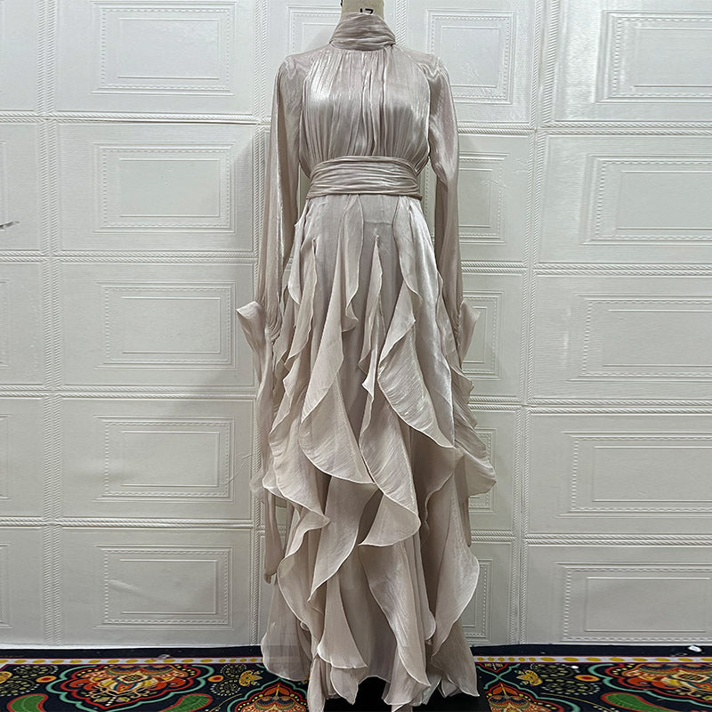 Robe Longue Volants Plissés Femme