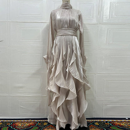 Robe Longue Volants Plissés Femme