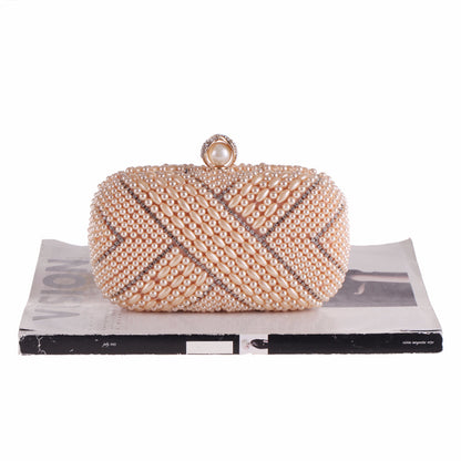 Pochette Carrée Perles Soirée Femme