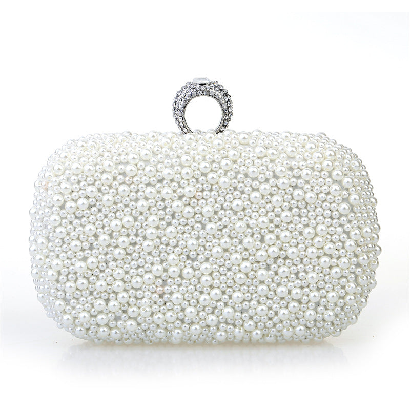 Sac De Soirée Perles Strass Beige Femme
