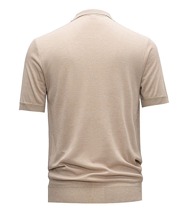Polo Gaufré Beige Homme