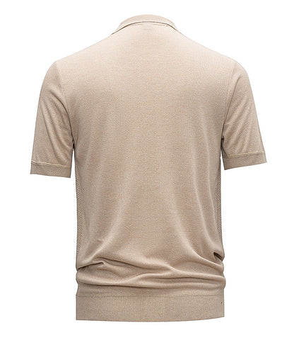 Polo Gaufré Beige Homme