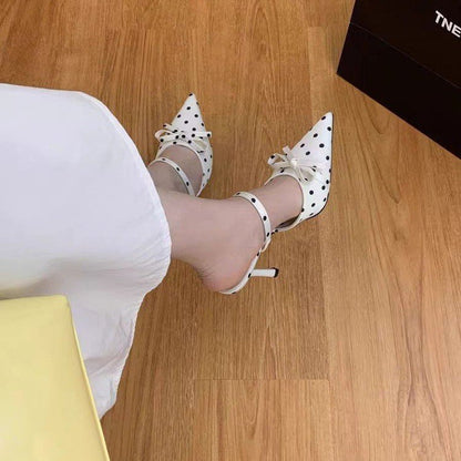 Mules Satin Pois Nœud