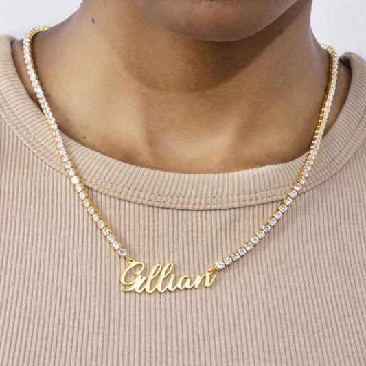 Diamond Studded Cuban Chain Name Necklace Personality