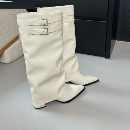 👢Tigane – Bottes Longues à Talon Carré et Bout Pointu